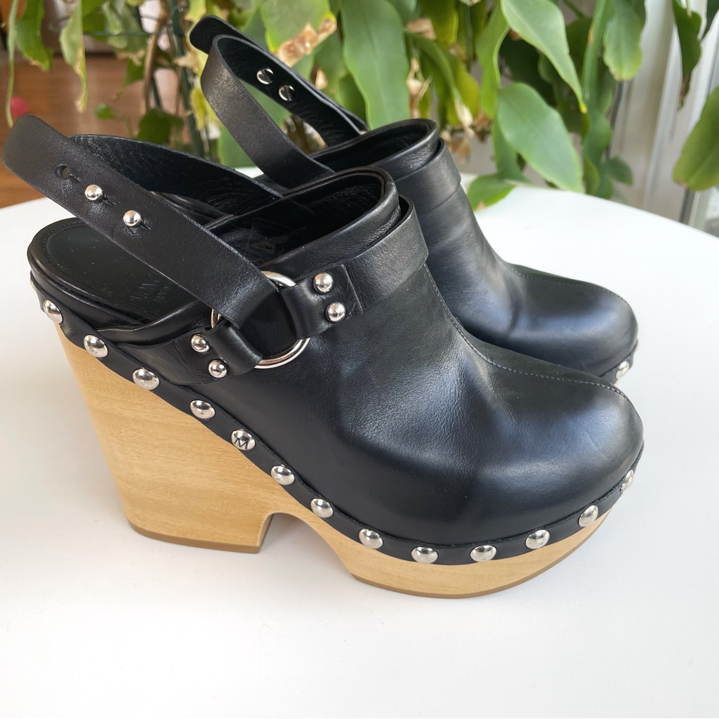 Moncler Block Heel Mules Black Authentic